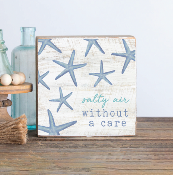 Salty Air Without A Care Decorative Wooden Block