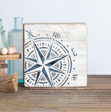 Load image into Gallery viewer, Compass Decorative Wooden Block
