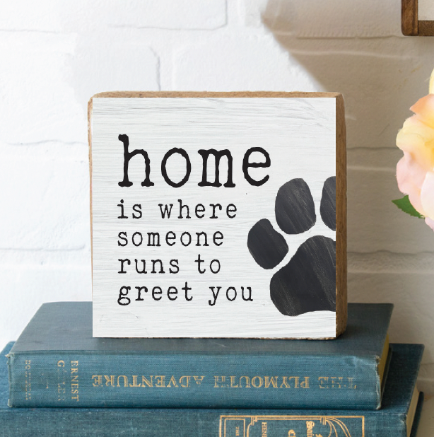 Home Is Where Someone Runs Decorative Wooden Block