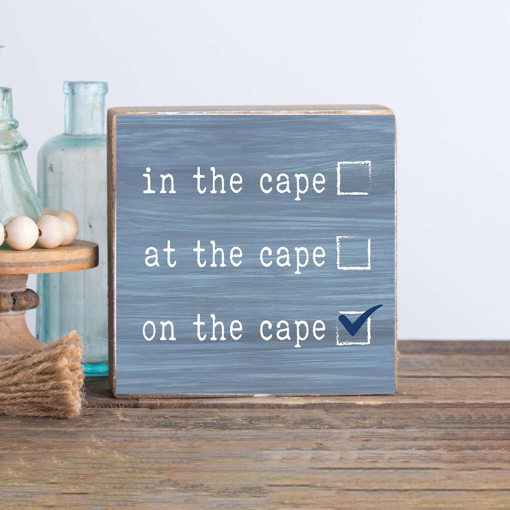 On The Cape Check Decorative Wooden Block