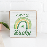 Happy Go Lucky Decorative Wooden Block