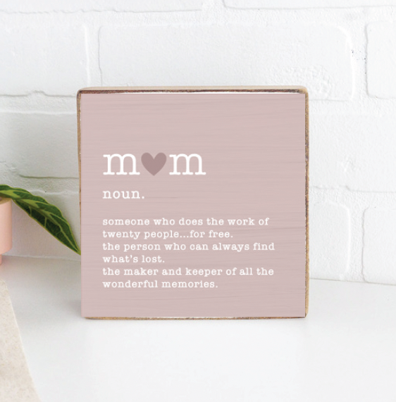 Mom Definition Decorative Wooden Block