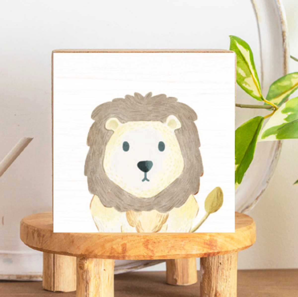 Lion Decorative Wooden Block