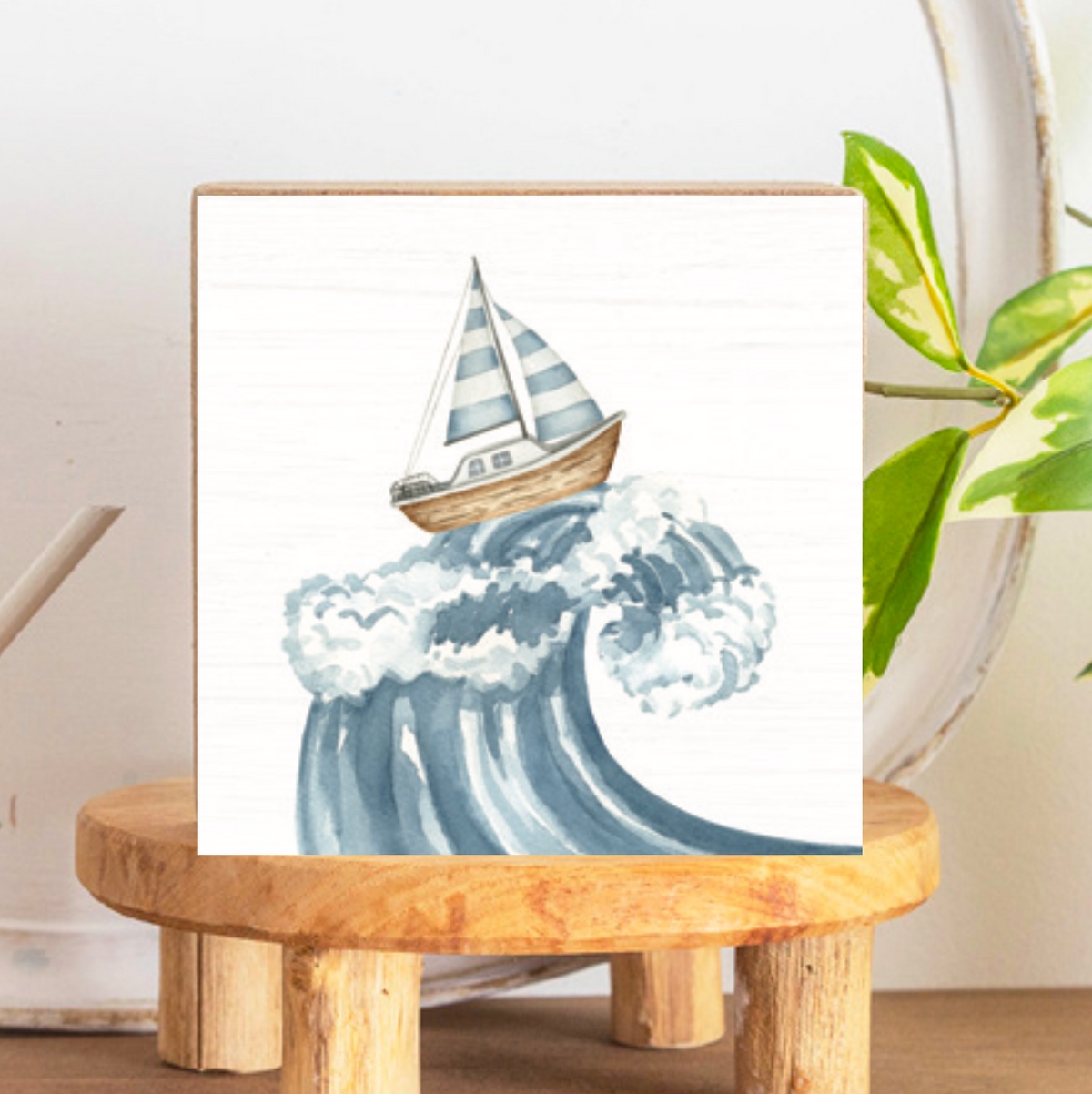 Rough Seas Decorative Wooden Block