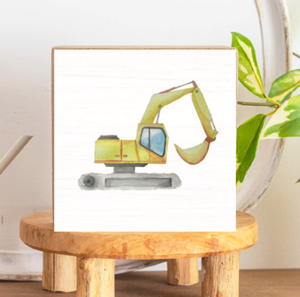 Digger Decorative Wooden Block