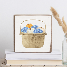 Load image into Gallery viewer, Fall Hydrangea Basket Decorative Wooden Block
