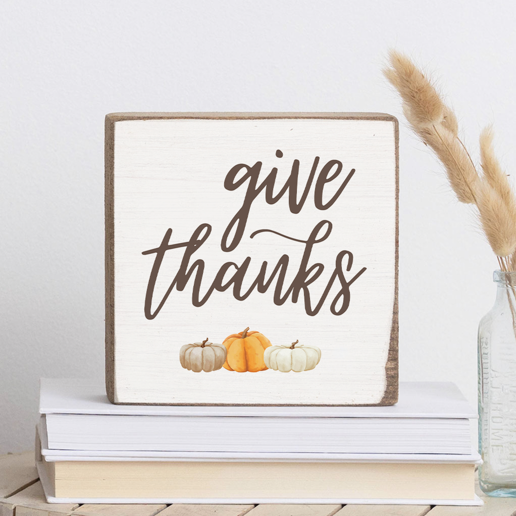 Give Thanks Decorative Wooden Block