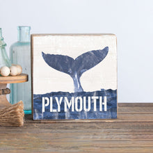 Load image into Gallery viewer, Personalized Indigo Whale Tail Decorative Wooden Block

