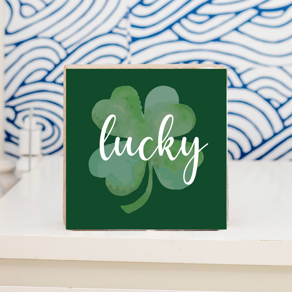 Lucky Shamrock Decorative Wooden Block