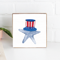 Uncle Sam Starfish Decorative Wooden Block