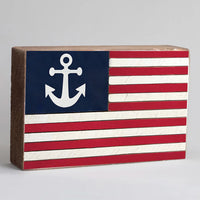 Anchor Flag Decorative Wooden Block