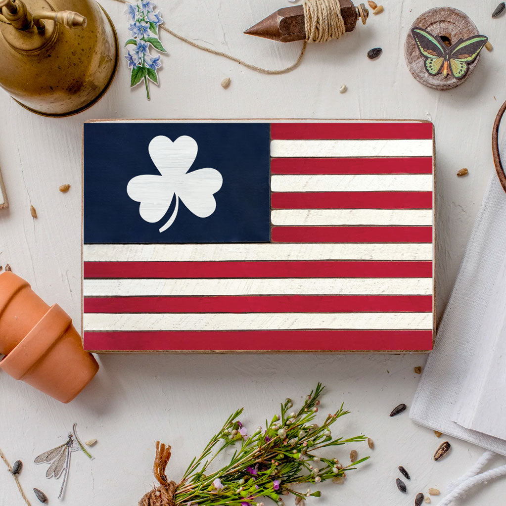 Shamrock Flag Decorative Wooden Block