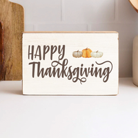 Happy Thanksgiving Decorative Wooden Block