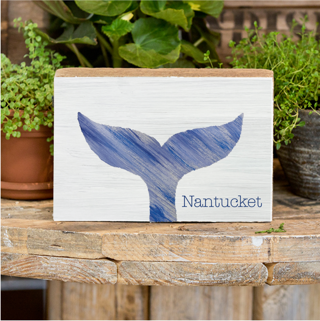 Personalized Whale Tail Decorative Wooden Block