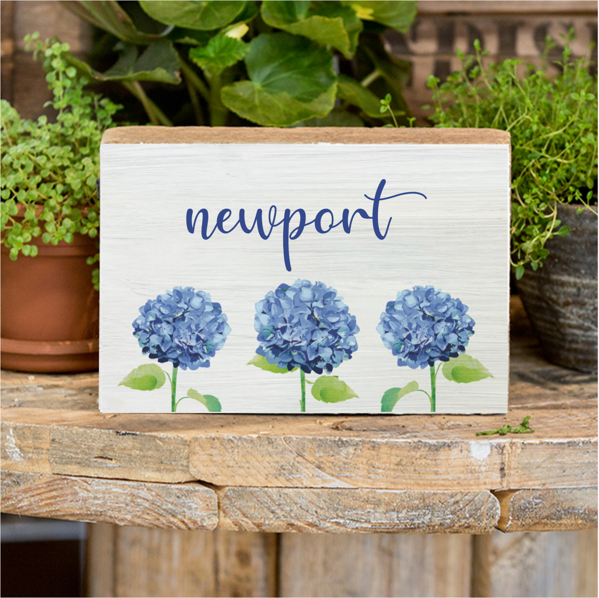 Personalized Hydrangeas Decorative Wooden Block