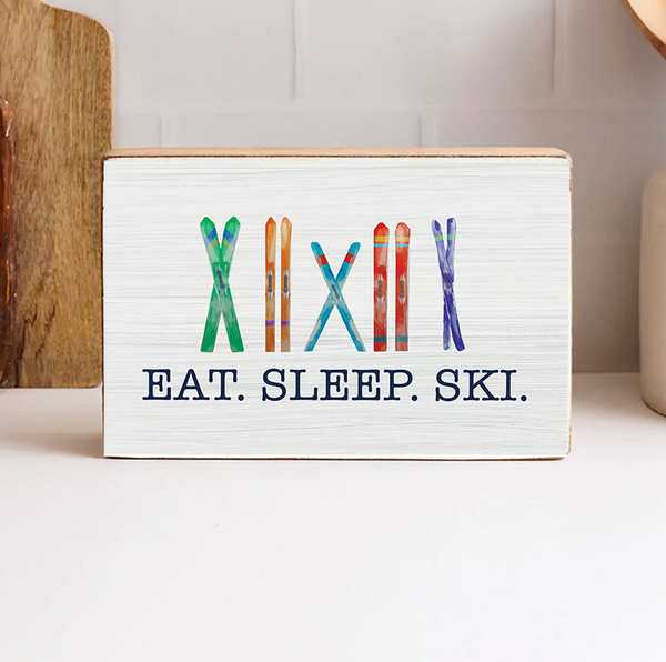 Personalized Multi Skis Decorative Wooden Block