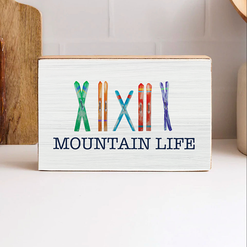 Personalized Multi Skis Decorative Wooden Block