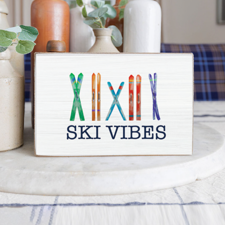 Personalized Multi Skis Decorative Wooden Block