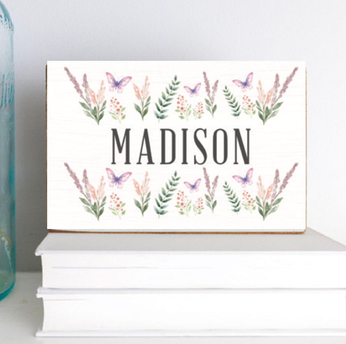 Personalized Butterflies Decorative Wooden Block