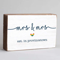 Personalized Rainbow Mrs & Mrs Decorative Wooden Block