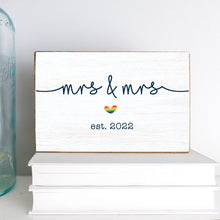 Load image into Gallery viewer, Personalized Rainbow Mrs &amp; Mrs Decorative Wooden Block
