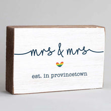 Load image into Gallery viewer, Personalized Rainbow Mrs &amp; Mrs Decorative Wooden Block

