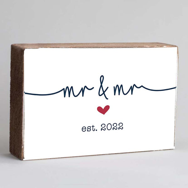 Personalized Mr & Mr Decorative Wooden Block