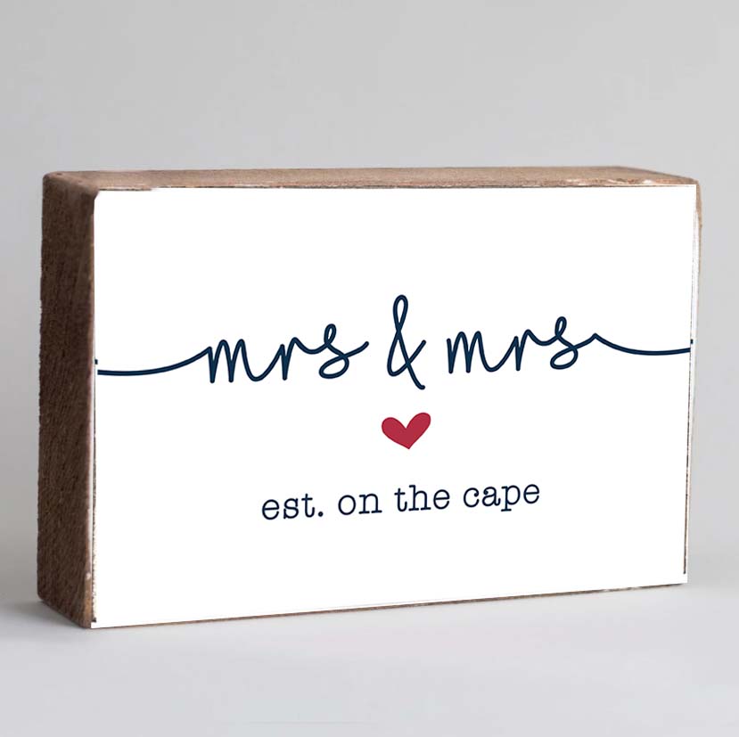 Personalized Mrs & Mrs Decorative Wooden Block