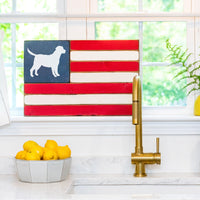 Dog Wooden American Flag