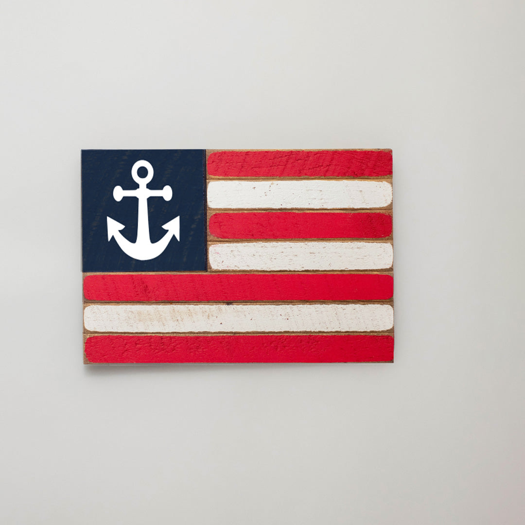 Anchor Wooden American Flag