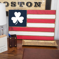 Shamrock Wooden American Flag