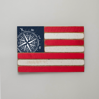 Compass Wooden American Flag