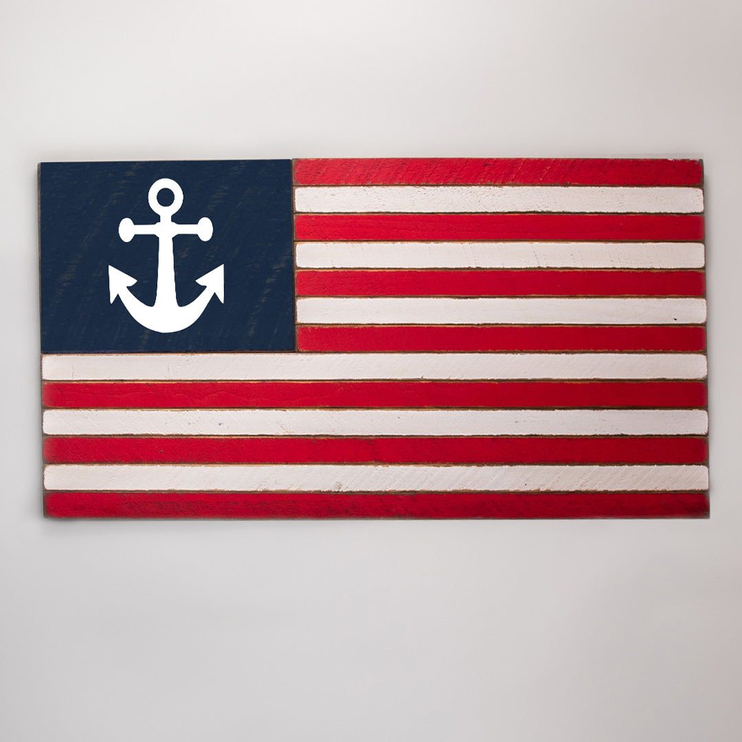 Anchor Wooden American Flag