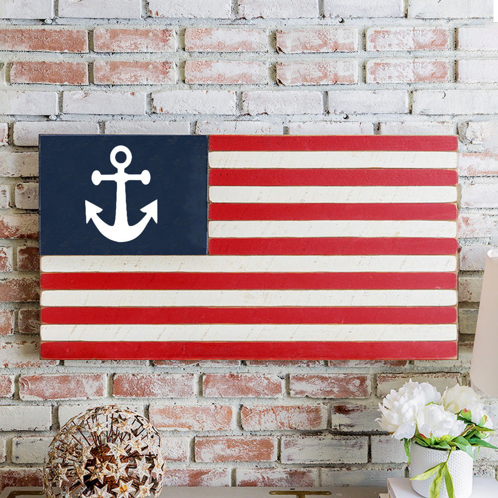 Anchor Wooden American Flag