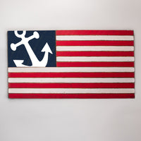 Tilted Anchor Wooden American Flag