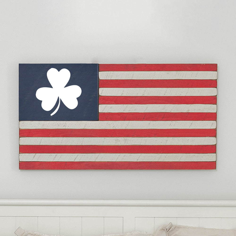 Shamrock Wooden American Flag