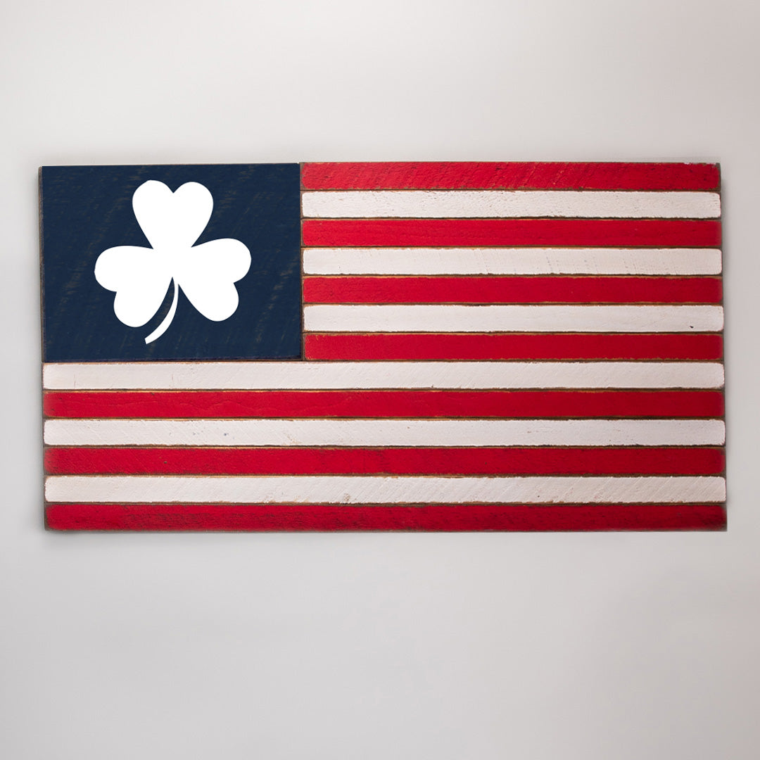 Shamrock Wooden American Flag