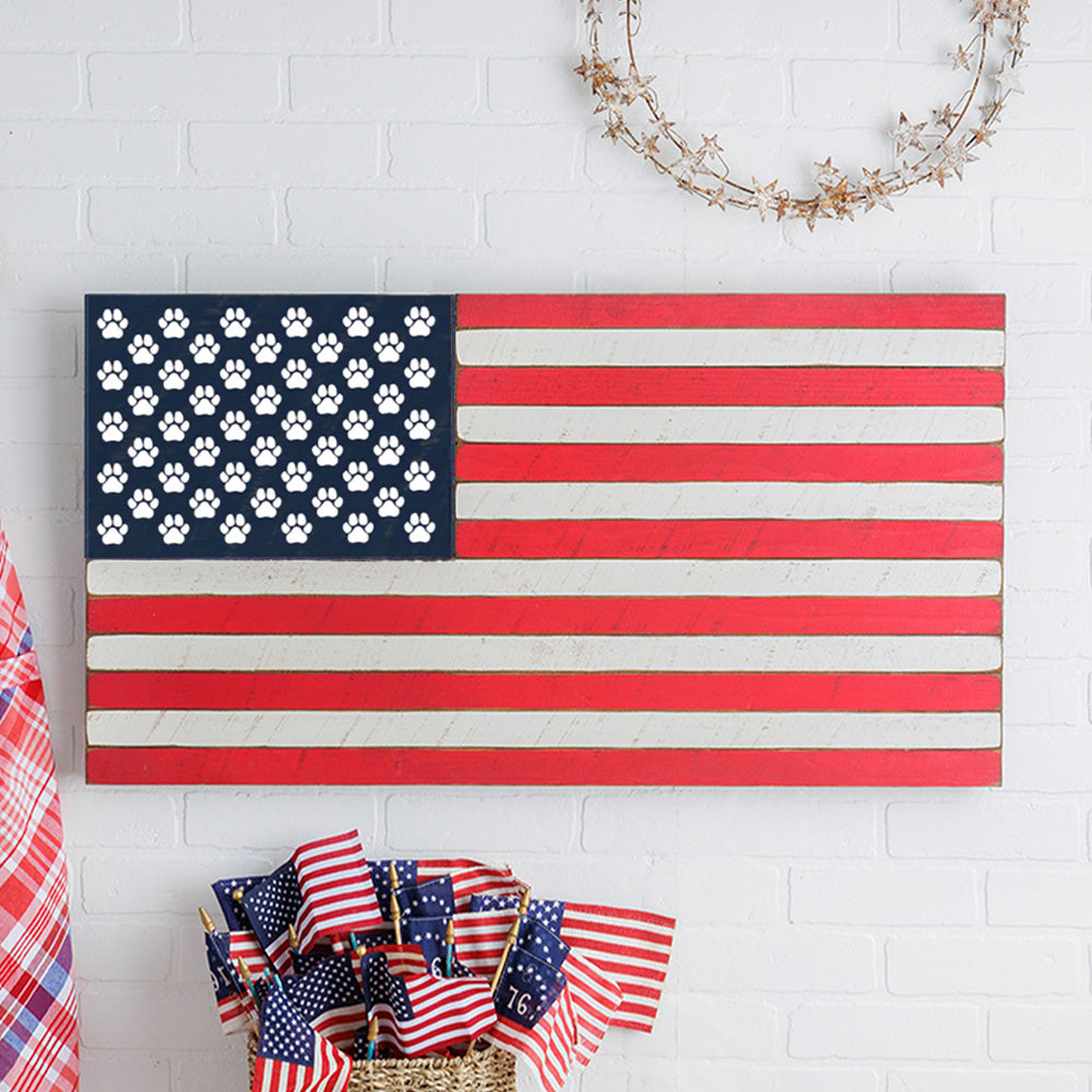 paw-prints-wooden-american-flag