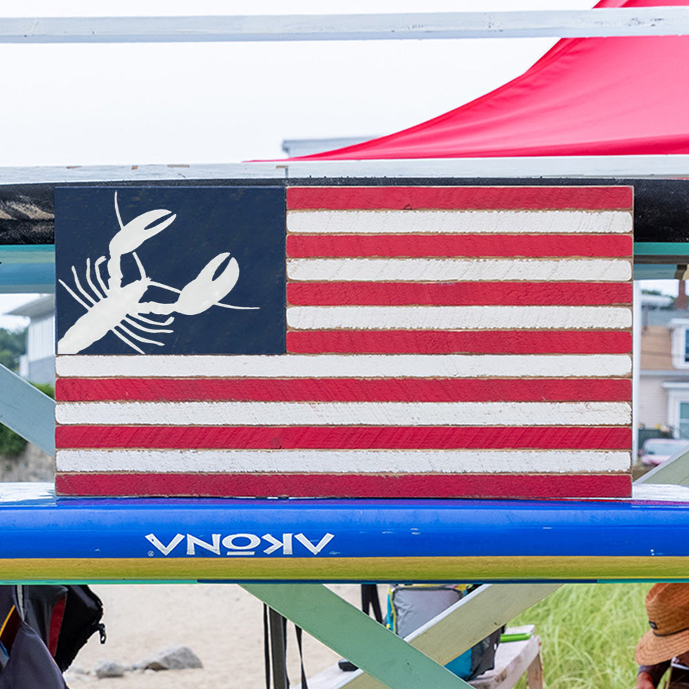 Lobster Wooden American Flag