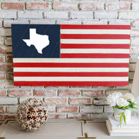 Personalized State Image Wooden American Flag