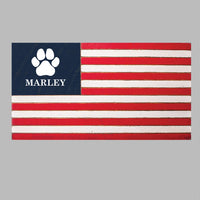 Personalized Paw Print Wooden American Flag