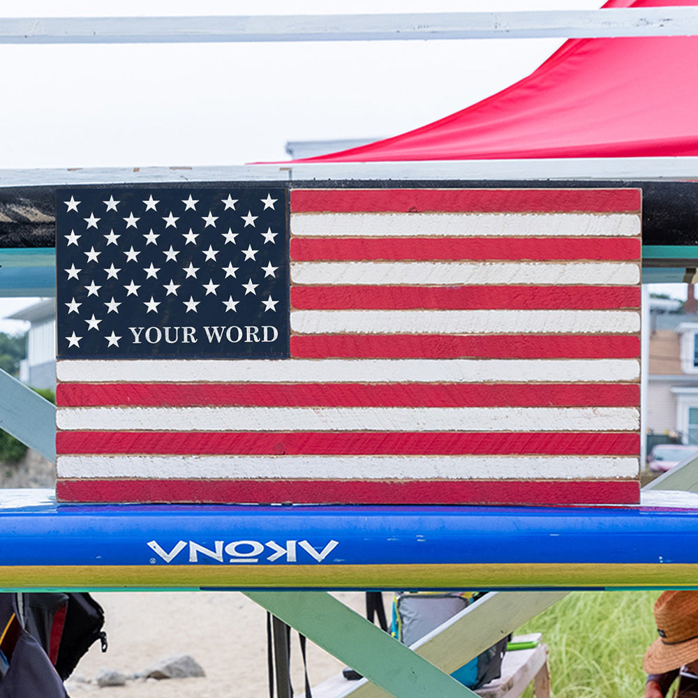 Personalized Classic With Name Lower Corner Wooden American Flag