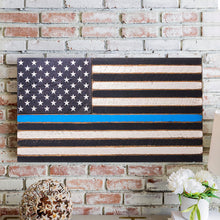 Load image into Gallery viewer, Thin Blue Line Wooden American Flag
