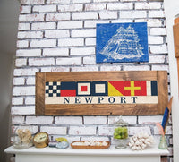 Nautical Flags Spell out Coastal Vacation Town Wooden Home Decor