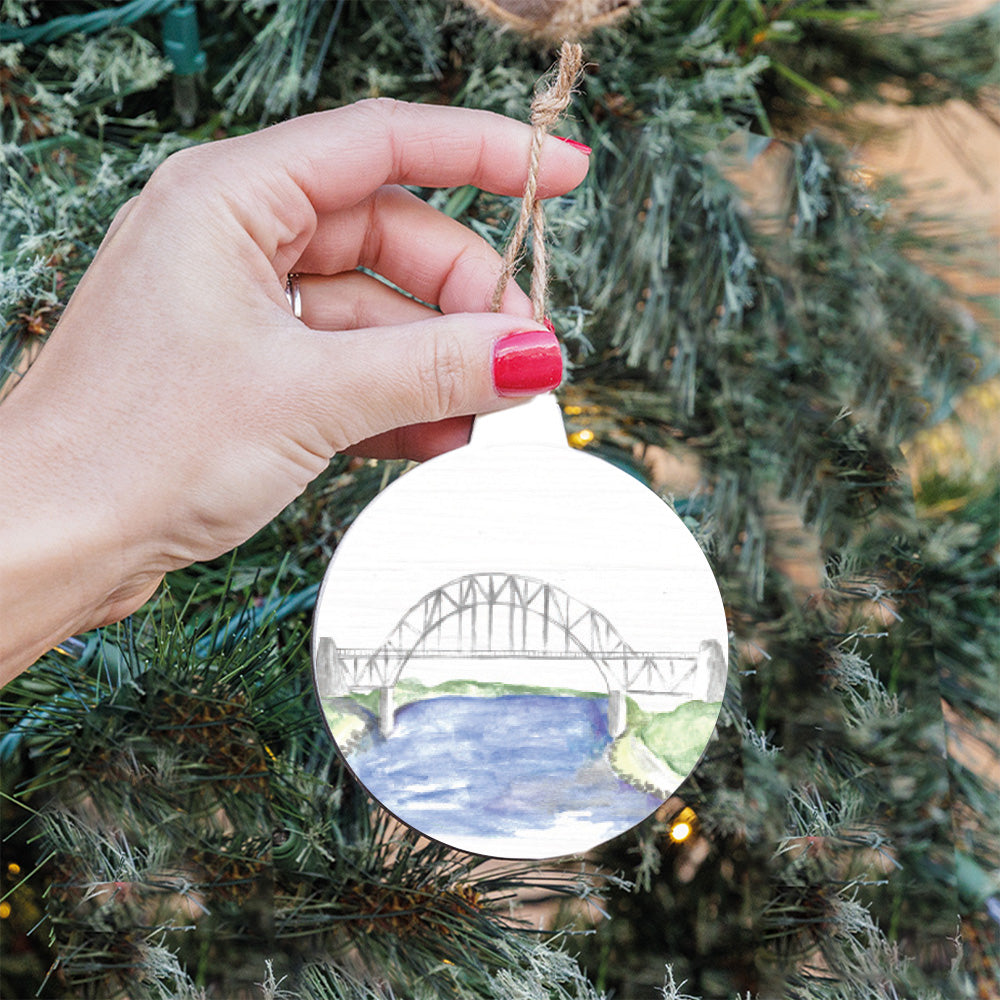 Watercolor Bridge Bulb Ornament