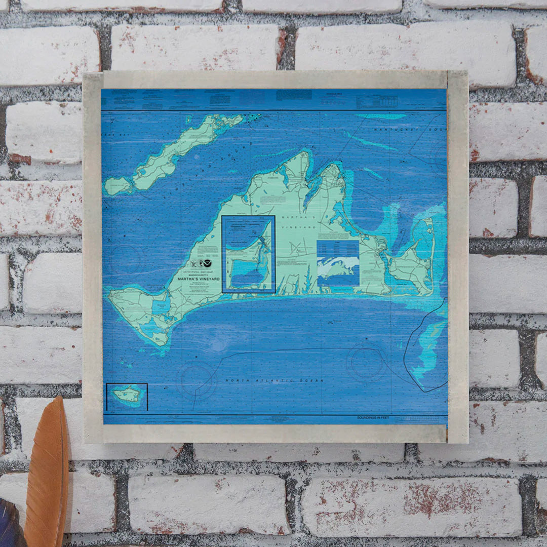 Martha's Vineyard Chart Map 24” x 24” Wall Art