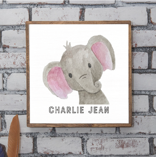 Personalized Elephant 24” x 24” Wall Art