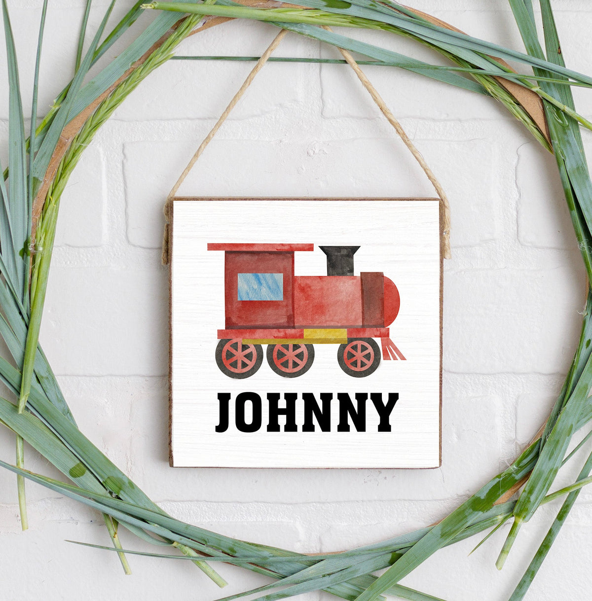 Personalized Train Square Twine Sign