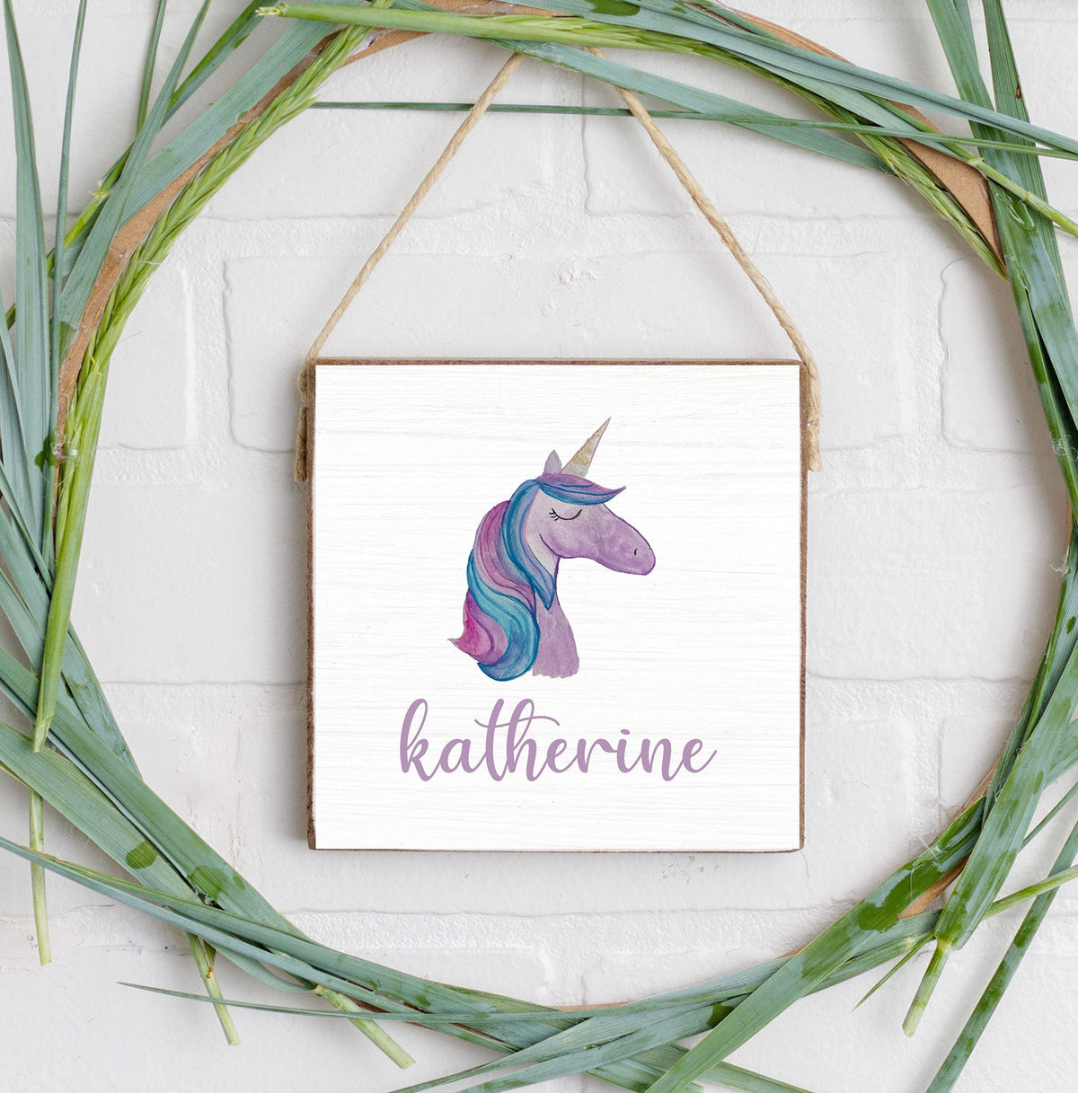 Personalized Unicorn Square Twine Sign