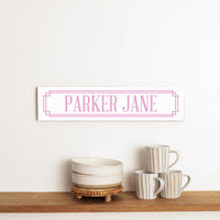 Personalized Pink Gingham Barn Wood Sign